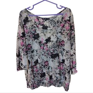 MXM Floral Chiffon Blouse With Sleeve Openings